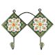 Forest Green With White Floral Ceramic Tile Hook Online